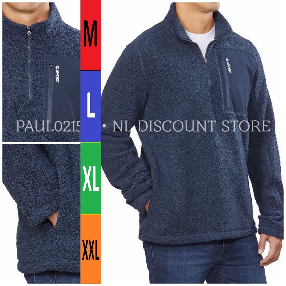 HI-TEC Men’s Thermo Fleece ¼ Zip Pullover Sweater, Navy, Sizes M L XL XXL